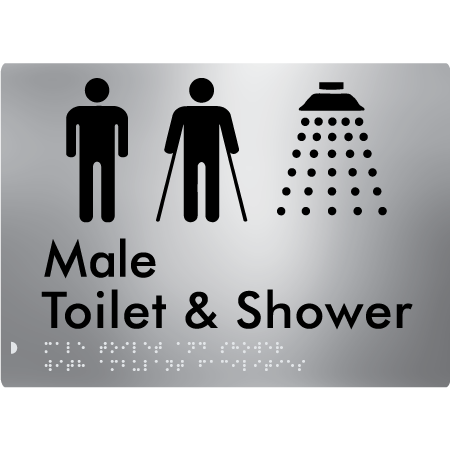 Male Toilet & Shower with Ambulant Facilities - Braille Tactile Signs Aust.