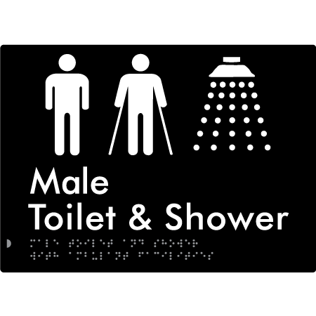 Male Toilet & Shower with Ambulant Facilities - Braille Tactile Signs Aust.