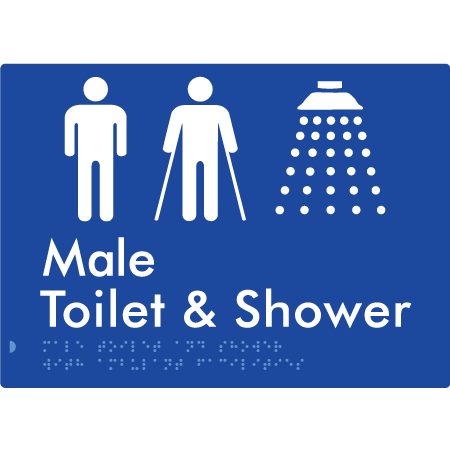 Male Toilet & Shower with Ambulant Facilities - Braille Tactile Signs Aust.