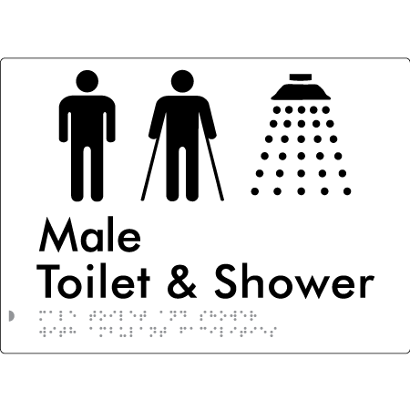 Male Toilet & Shower with Ambulant Facilities - Braille Tactile Signs Aust.
