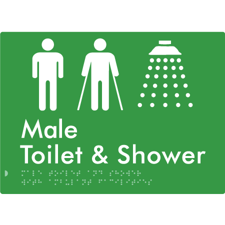 Male Toilet & Shower with Ambulant Facilities - Braille Tactile Signs Aust.