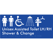 Unisex Assisted Toilet LH/RH Shower and Change - Braille Tactile Signs Aust.