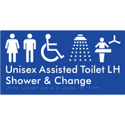 Unisex Assisted Toilet LH Shower & Change - Braille Tactile Signs Aust.