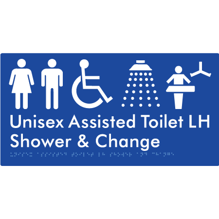 Unisex Assisted Toilet LH Shower & Change - Braille Tactile Signs Aust.
