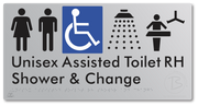 Unisex Assisted Toilet RH Shower & Change - Braille Tactile Signs Aust.