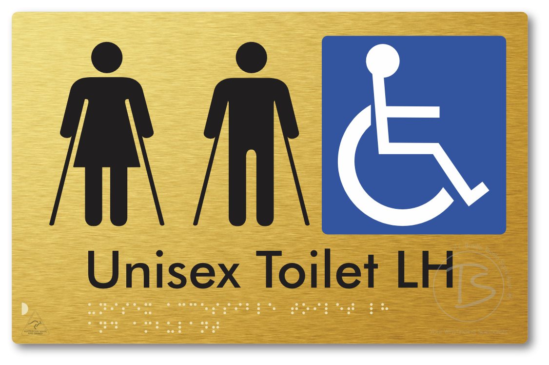 Unisex Accessible Toilet LH and Ambulant - Braille Tactile Signs Aust.