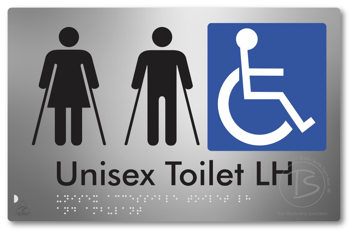Unisex Accessible Toilet LH and Ambulant - Braille Tactile Signs Aust.