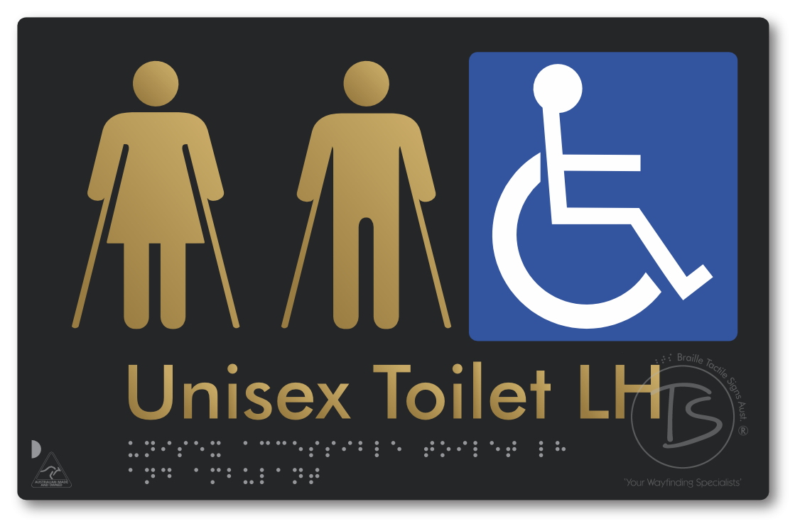 Unisex Accessible Toilet LH and Ambulant - Braille Tactile Signs Aust.