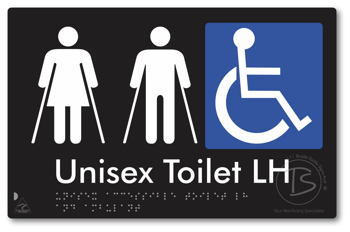 Unisex Accessible Toilet LH and Ambulant - Braille Tactile Signs Aust.