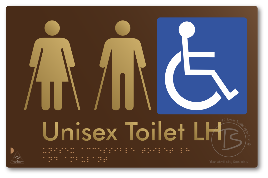 Unisex Accessible Toilet LH and Ambulant - Braille Tactile Signs Aust.