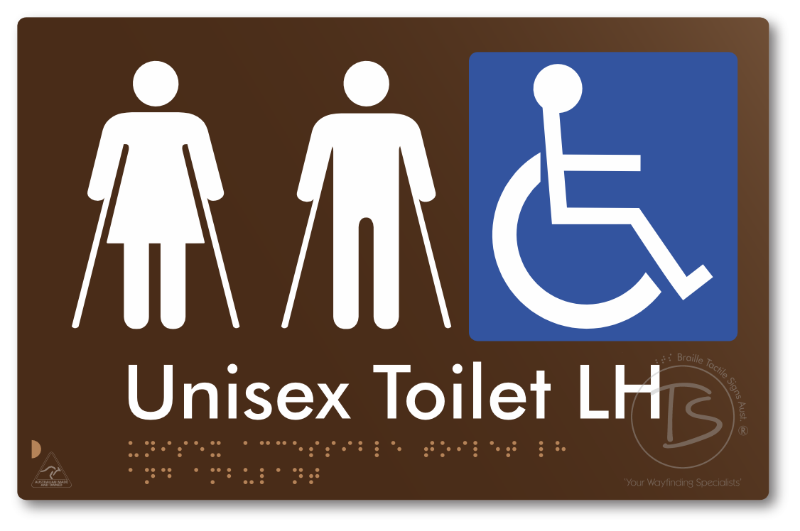 Unisex Accessible Toilet LH and Ambulant - Braille Tactile Signs Aust.