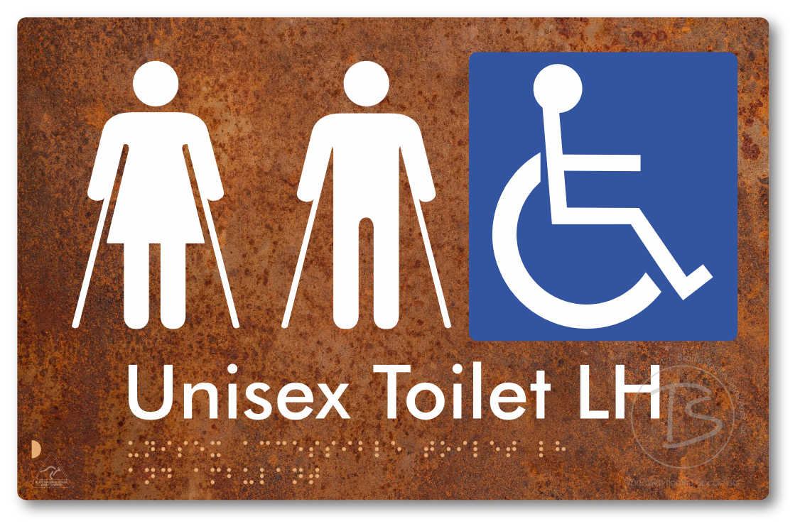 Unisex Accessible Toilet LH and Ambulant - Braille Tactile Signs Aust.
