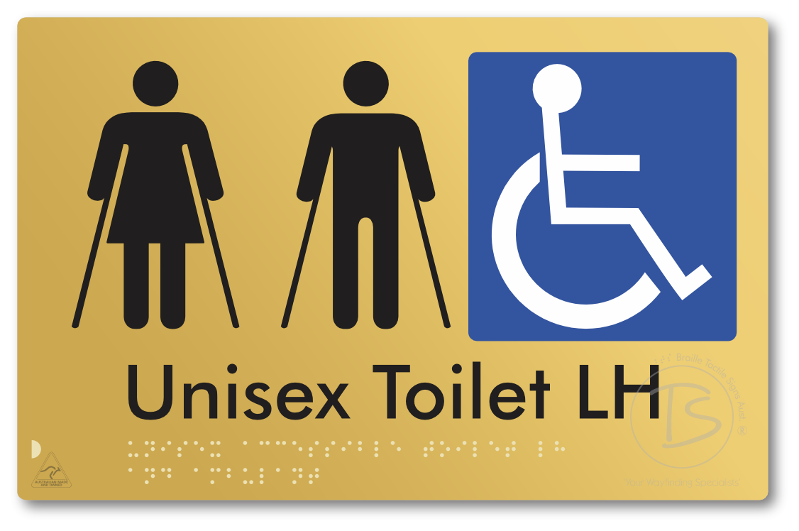 Unisex Accessible Toilet LH and Ambulant - Braille Tactile Signs Aust.