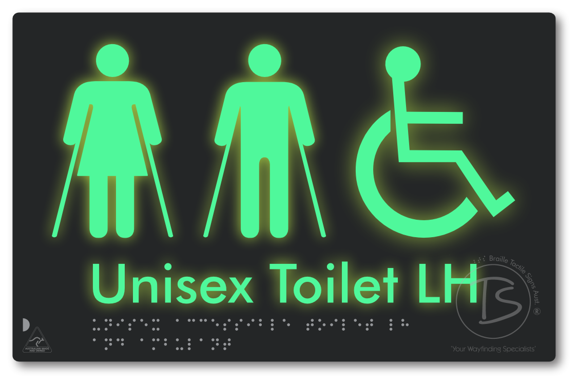 Unisex Accessible Toilet LH and Ambulant - Braille Tactile Signs Aust.