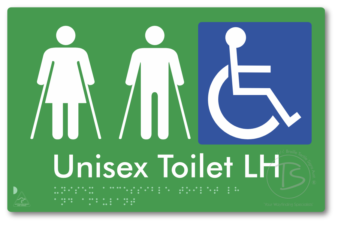 Unisex Accessible Toilet LH and Ambulant - Braille Tactile Signs Aust.