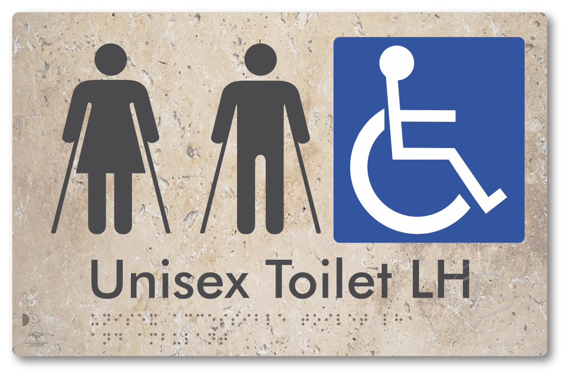 Unisex Accessible Toilet LH and Ambulant - Braille Tactile Signs Aust.
