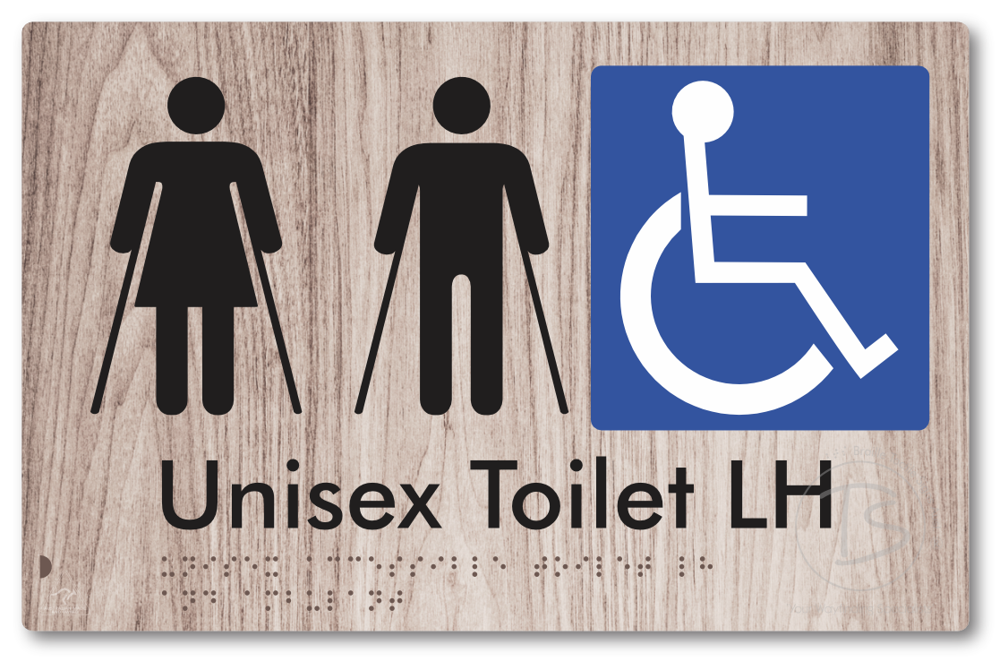 Unisex Accessible Toilet LH and Ambulant - Braille Tactile Signs Aust.