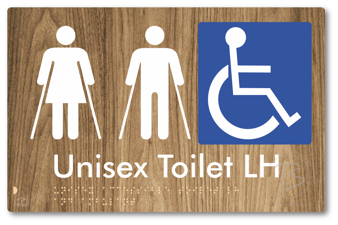 Unisex Accessible Toilet LH and Ambulant - Braille Tactile Signs Aust.