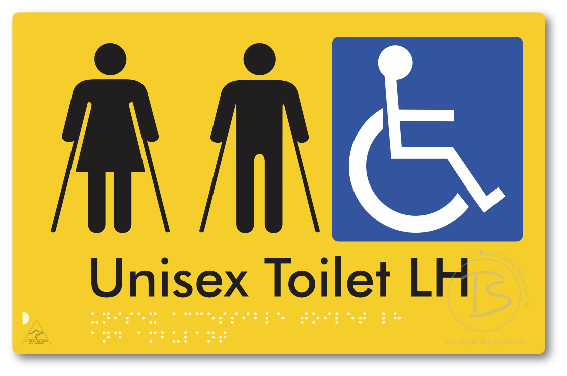 Unisex Accessible Toilet LH and Ambulant - Braille Tactile Signs Aust.