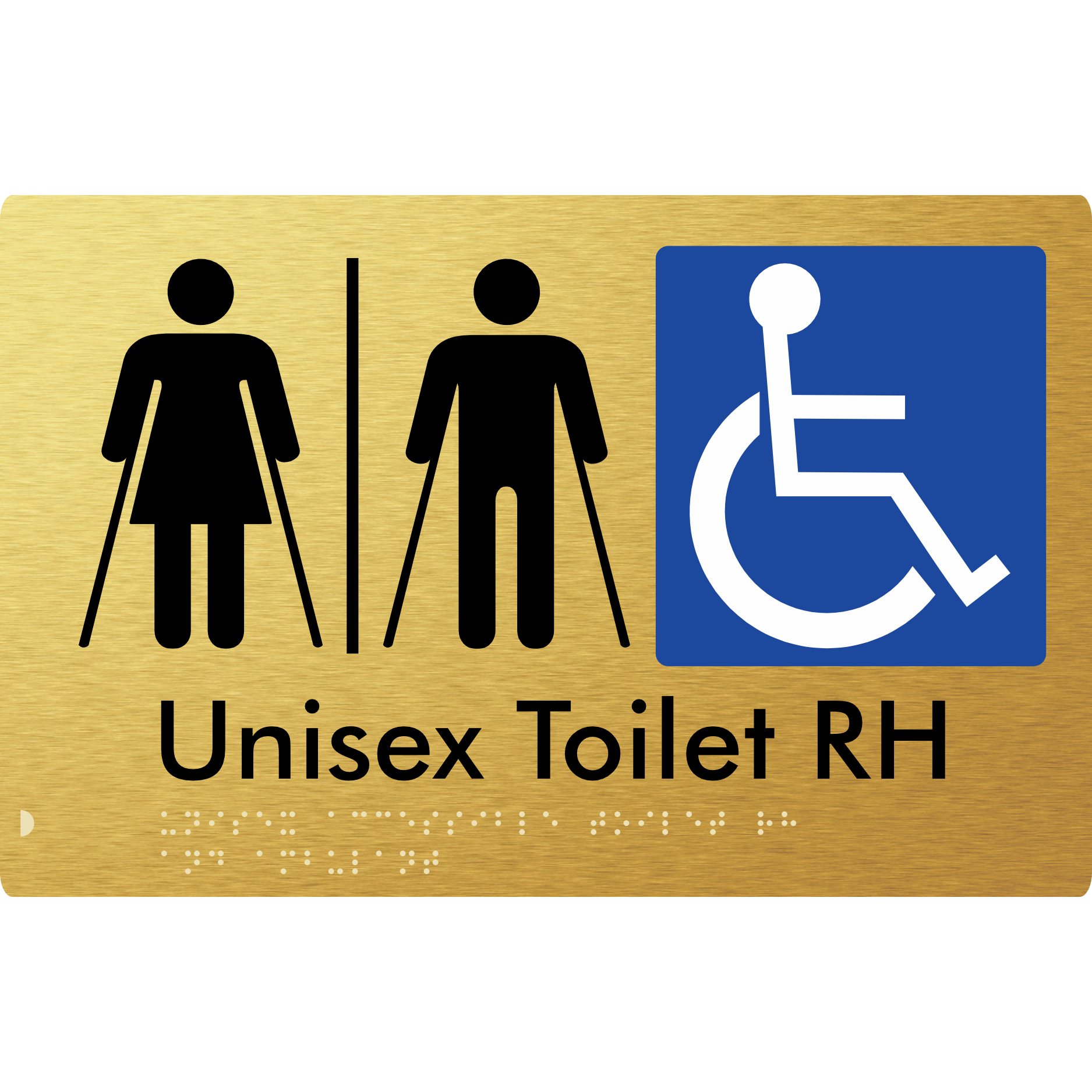 Unisex Accessible Toilet with Left (LH) or Right Hand Transfer (RH), Ambulant Cubicle and Airlock - Braille Tactile Signs Aust.