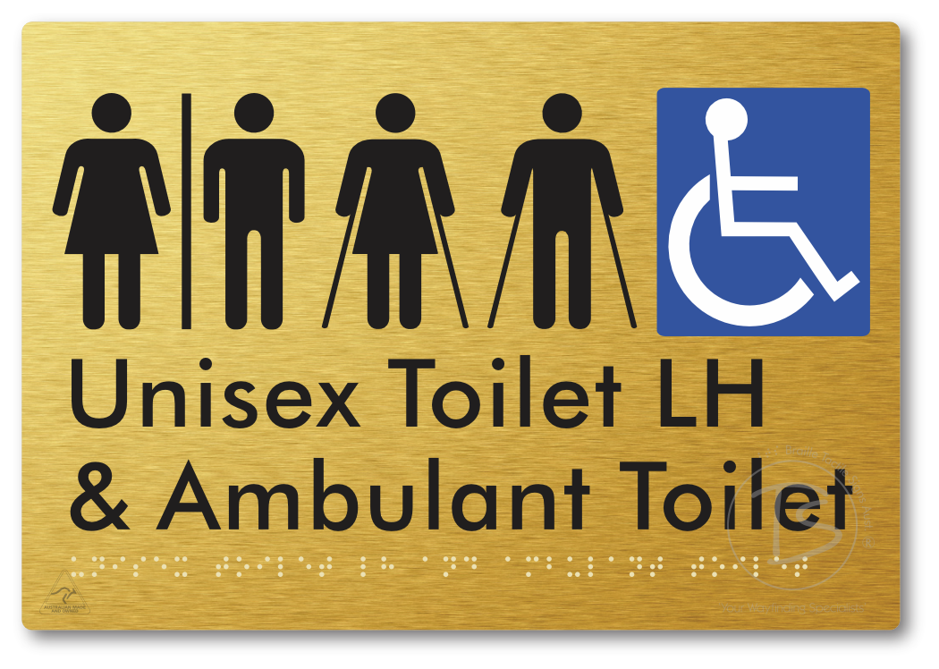 Unisex Accessible Toilet LH and Ambulant Toilet with Air Lock - Braille Tactile Signs Aust.
