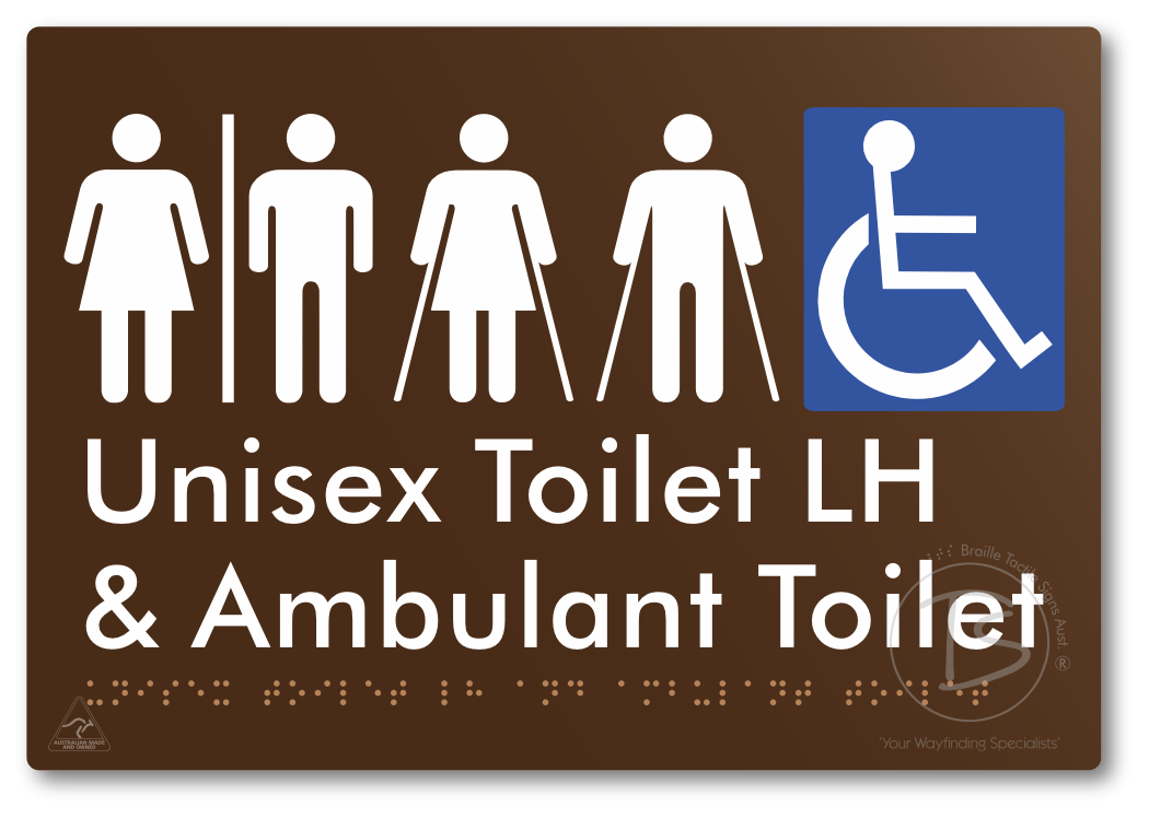 Unisex Accessible Toilet LH and Ambulant Toilet with Air Lock - Braille Tactile Signs Aust.