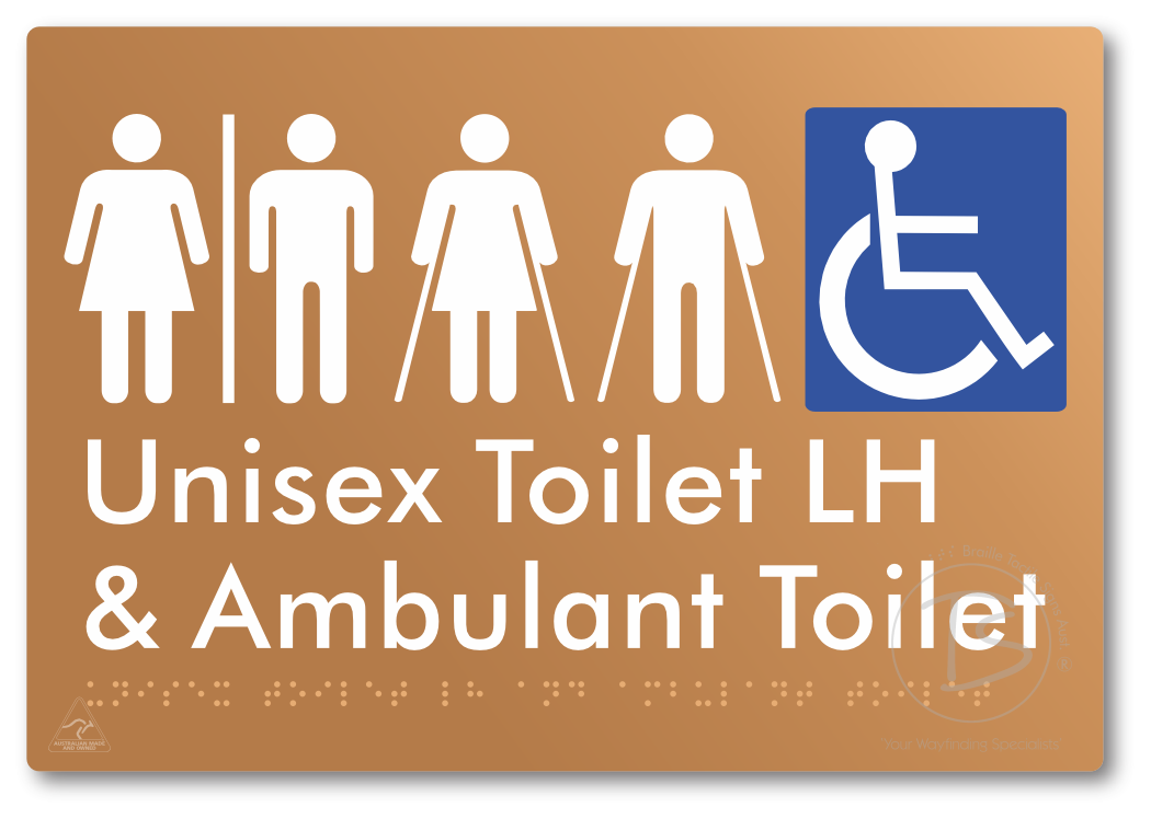 Unisex Accessible Toilet LH and Ambulant Toilet with Air Lock - Braille Tactile Signs Aust.