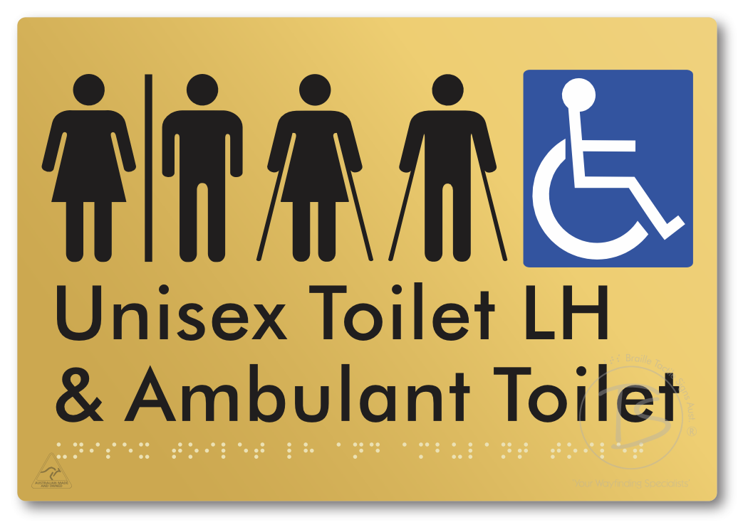 Unisex Accessible Toilet LH and Ambulant Toilet with Air Lock - Braille Tactile Signs Aust.