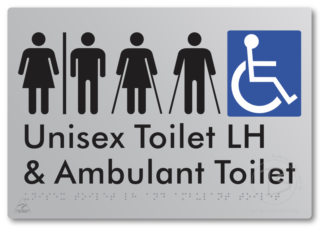 Unisex Accessible Toilet LH and Ambulant Toilet with Air Lock - Braille Tactile Signs Aust.