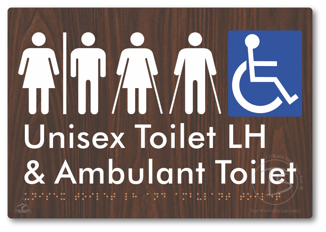 Unisex Accessible Toilet LH and Ambulant Toilet with Air Lock - Braille Tactile Signs Aust.