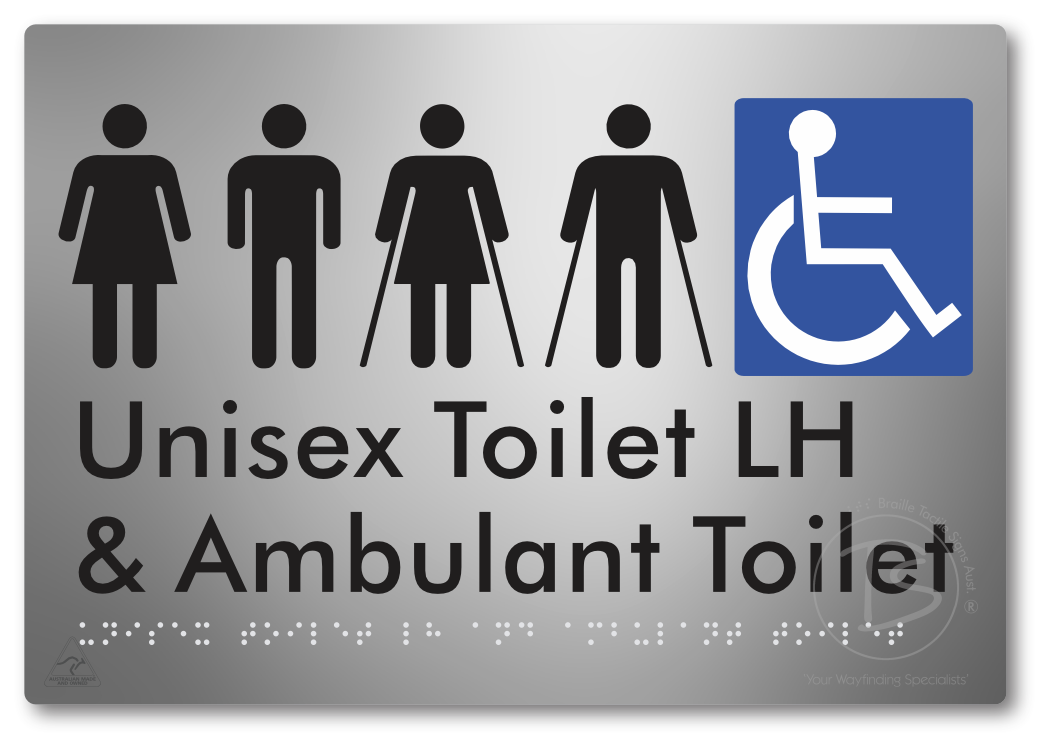 Unisex Accessible Toilet LH and Ambulant Toilet - Braille Tactile Signs Aust.