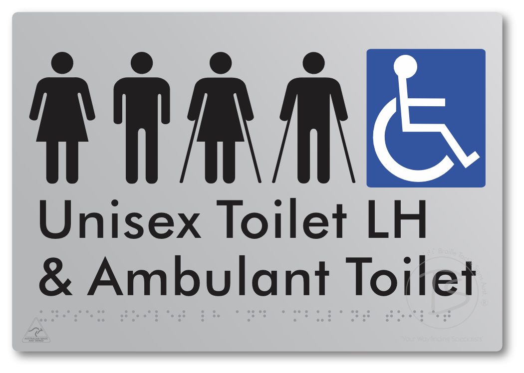 Unisex Accessible Toilet LH and Ambulant Toilet - Braille Tactile Signs Aust.