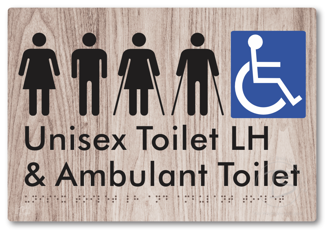 Unisex Accessible Toilet LH and Ambulant Toilet - Braille Tactile Signs Aust.