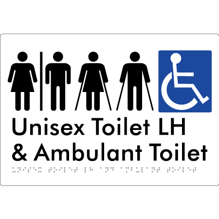 Unisex Accessible Toilet LH and Ambulant Toilet w/ Air Lock - Braille Tactile Signs Aust.