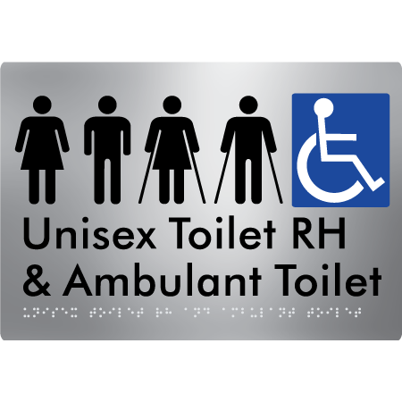 Unisex Accessible Toilet RH and Ambulant Toilet - Braille Tactile Signs Aust.