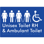 Unisex Accessible Toilet RH and Ambulant Toilet - Braille Tactile Signs Aust.