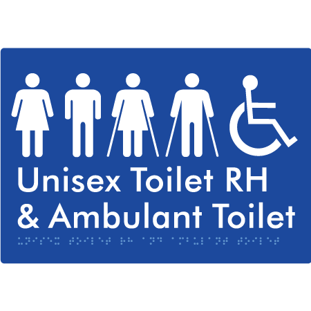 Unisex Accessible Toilet RH and Ambulant Toilet - Braille Tactile Signs Aust.