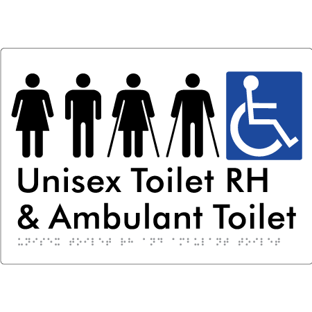Unisex Accessible Toilet RH and Ambulant Toilet - Braille Tactile Signs Aust.
