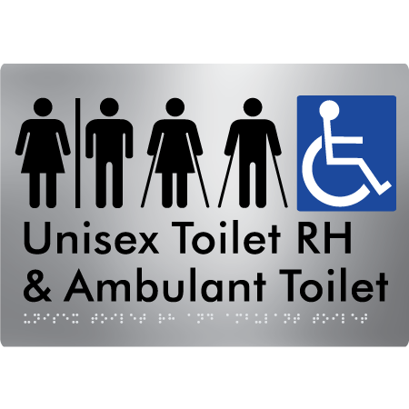 Unisex Accessible Toilet RH and Ambulant Toilet w/ Air Lock - Braille Tactile Signs Aust.