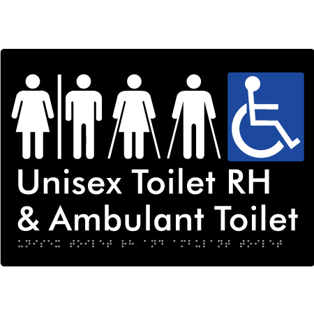 Unisex Accessible Toilet RH and Ambulant Toilet w/ Air Lock - Braille Tactile Signs Aust.