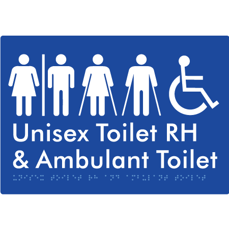 Unisex Accessible Toilet RH and Ambulant Toilet w/ Air Lock - Braille Tactile Signs Aust.