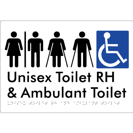 Unisex Accessible Toilet RH and Ambulant Toilet w/ Air Lock - Braille Tactile Signs Aust.