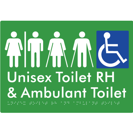Unisex Accessible Toilet RH and Ambulant Toilet w/ Air Lock - Braille Tactile Signs Aust.