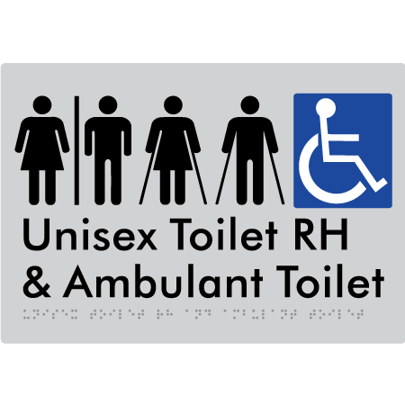 Unisex Accessible Toilet RH and Ambulant Toilet w/ Air Lock - Braille Tactile Signs Aust.