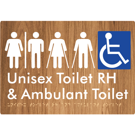 Unisex Accessible Toilet RH and Ambulant Toilet w/ Air Lock - Braille Tactile Signs Aust.