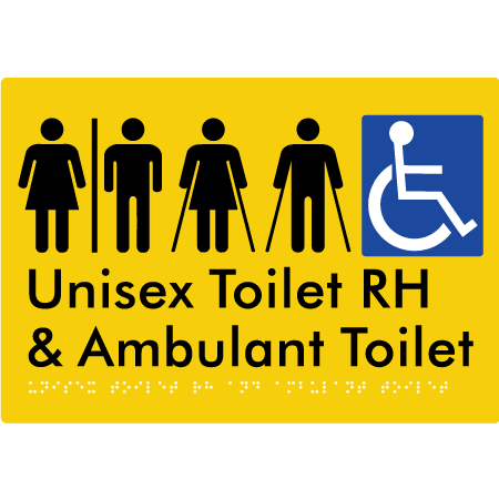 Unisex Accessible Toilet RH and Ambulant Toilet w/ Air Lock - Braille Tactile Signs Aust.