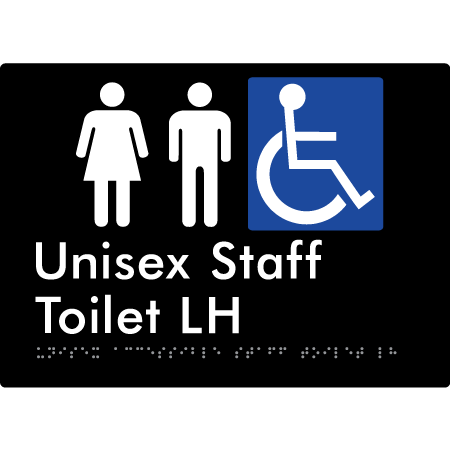 Unisex Accessible Staff Toilet LH - Braille Tactile Signs Aust.