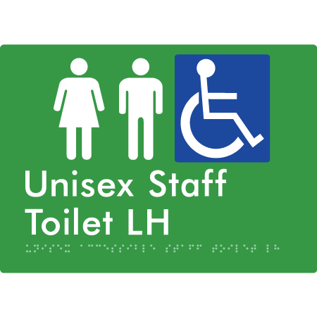 Unisex Accessible Staff Toilet LH - Braille Tactile Signs Aust.