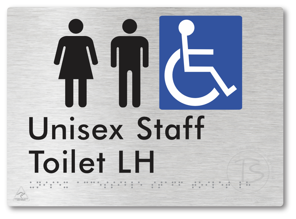 Unisex Accessible Staff Toilet LH - Braille Tactile Signs Aust.
