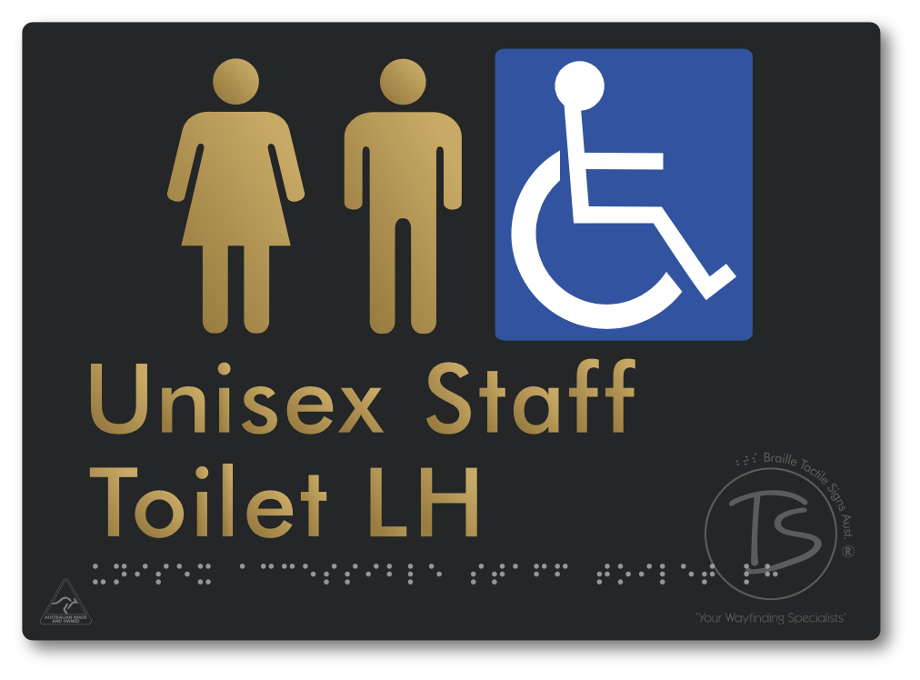 Unisex Accessible Staff Toilet LH - Braille Tactile Signs Aust.